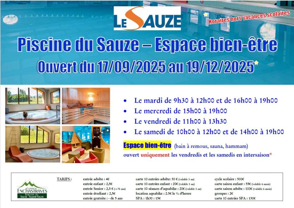 horaires piscine automne 2025