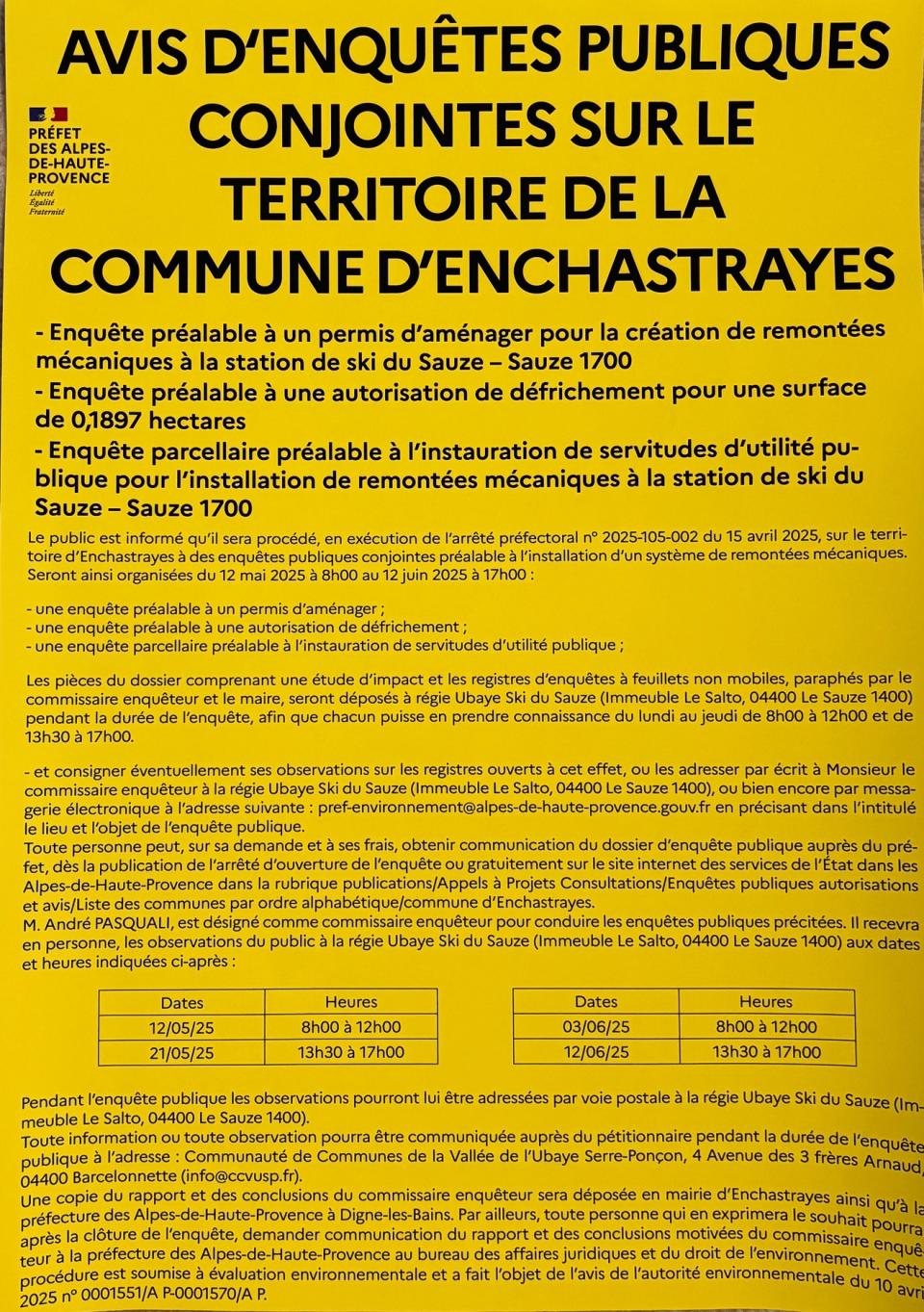 AVIS ENQUETES PUBLIQUES