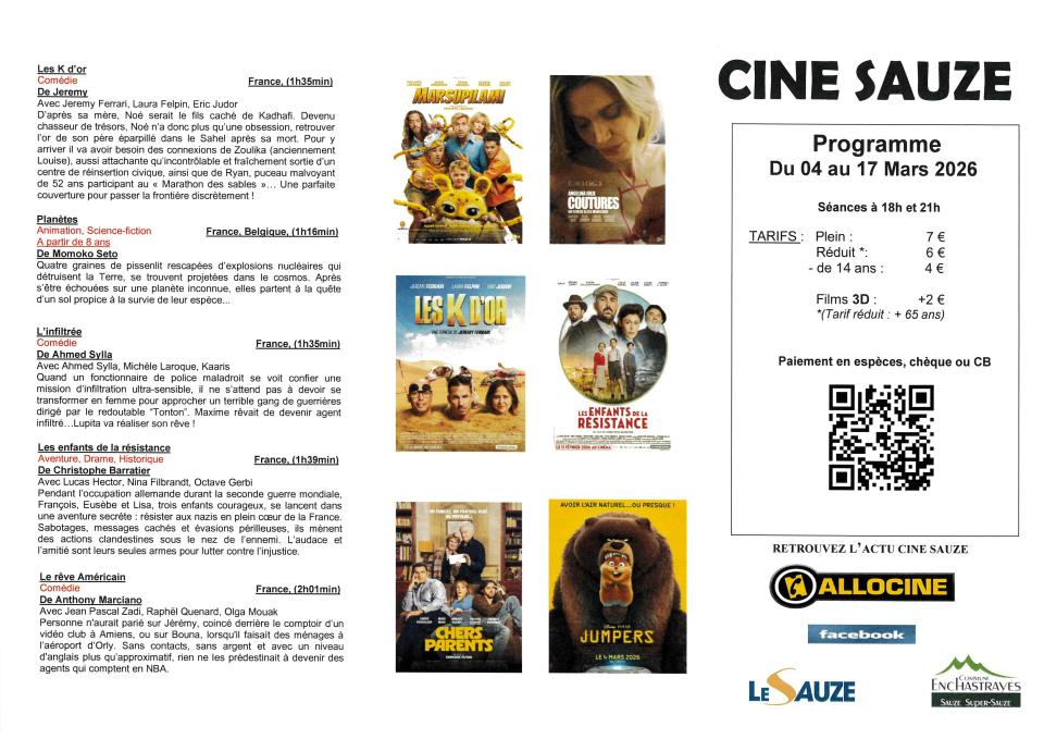 programme du 4 au 17 mars 2026