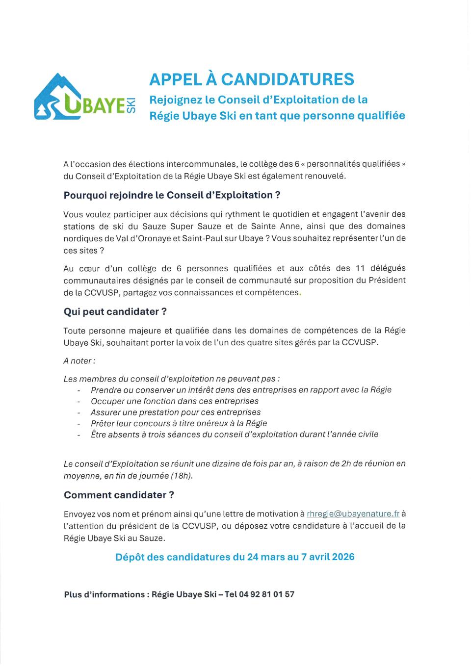 APPEL A CANDIDATURE