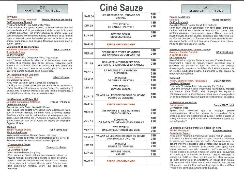 PROGRAMME CINE