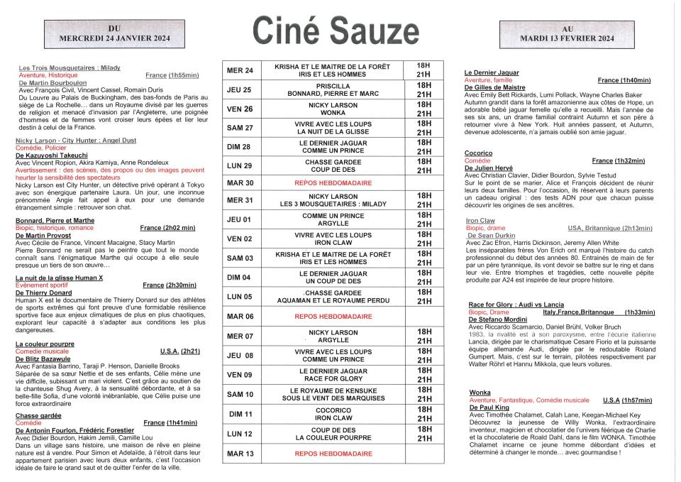 programme cinéma