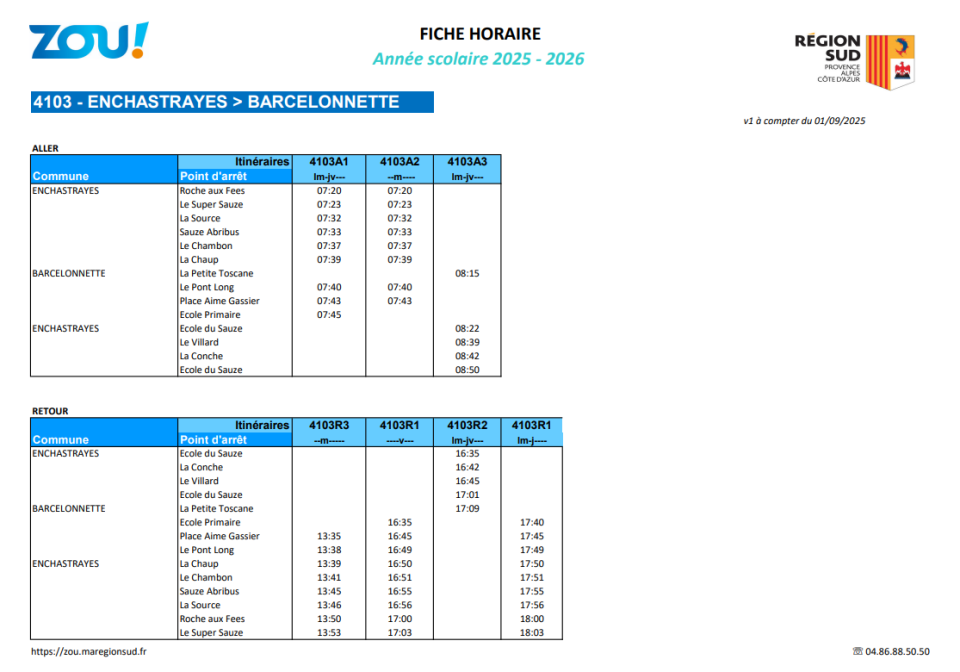 zou fiche horaire