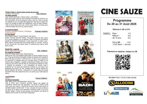 programme cinéSauze du 20 au 31 aout 2025