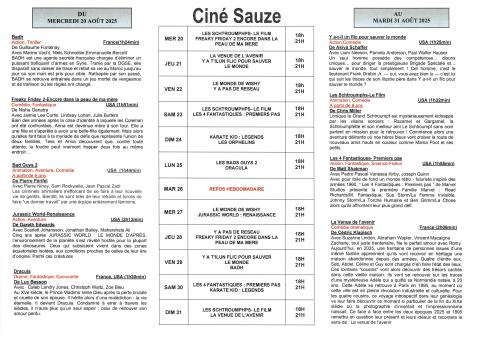 programme cinéSauze du 20 au 31 aout 2025 P2
